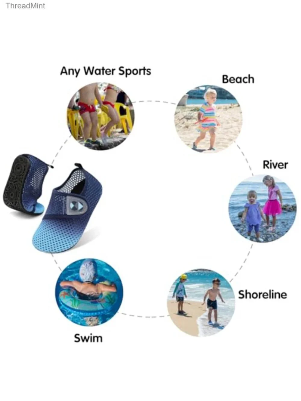 Kids Water Shoes Boys Girls Breathable Quick Dry Swim Pool Barefoot Beach Aqua